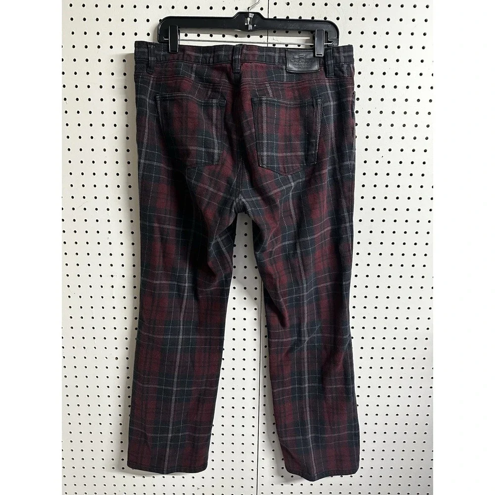 Lauren Ralph Lauren Red Plaid Flannel Pants‎ Womens 14P 34x28 Red Stretch Jeans